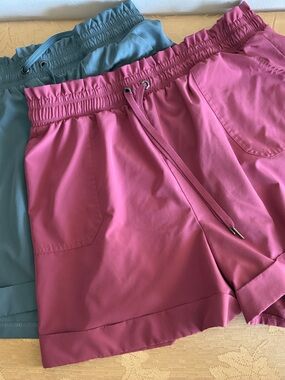Danskin Women's Drawstring Athletic Shorts in Pink and Teal